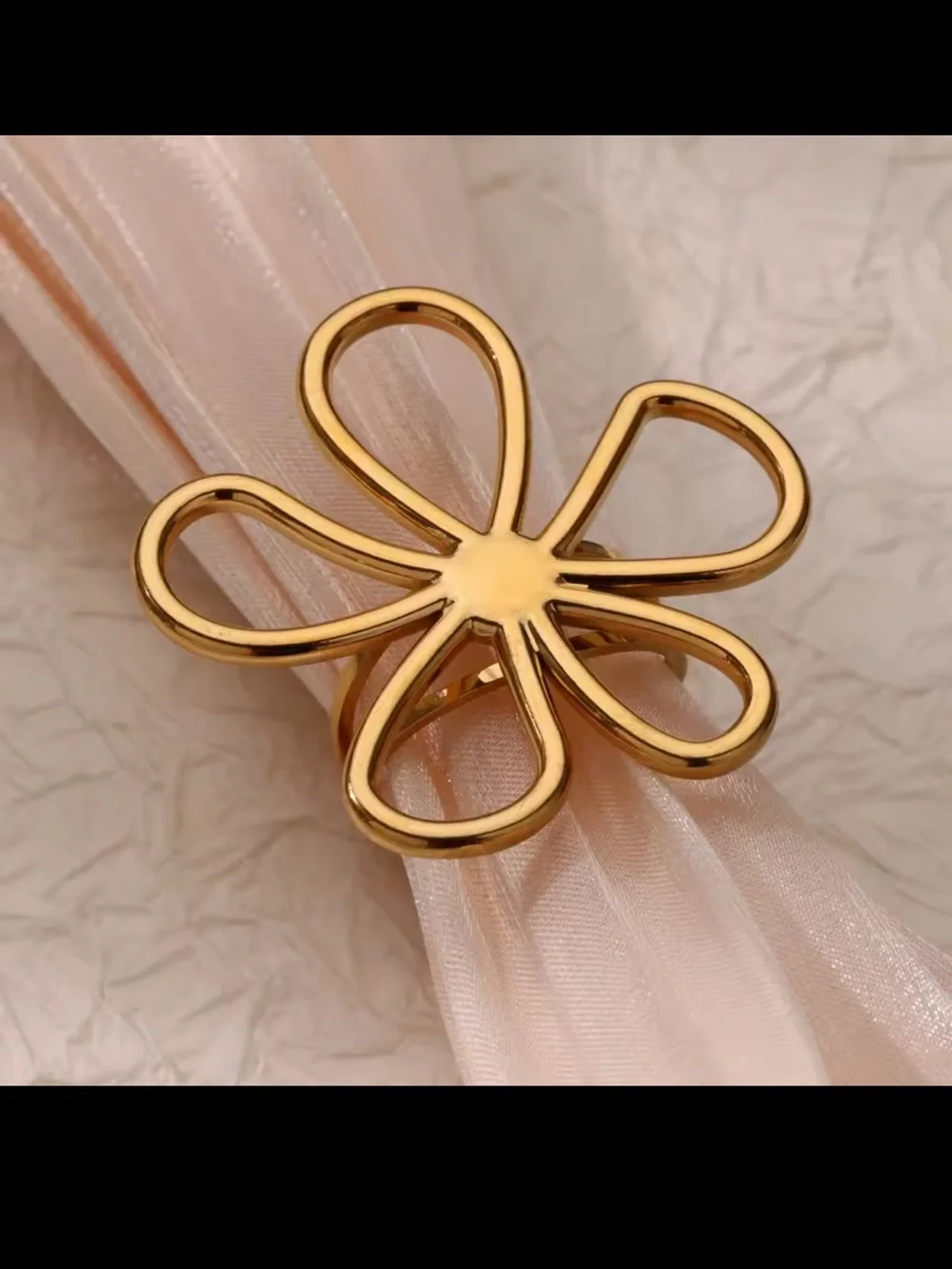 Gold Floral Openwork Statement Ring